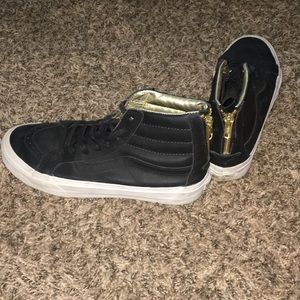 Black Leather Vans Hi Top